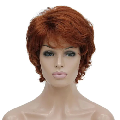 Miniatura 16 de Lydell Pelucas cortas y onduladas de 6 pulgadas, cabello sintético completo, estilo clásico (12TT26 marrón claro con reflejos)