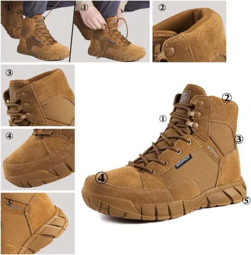 Miniatura 4 de FREE SOLDIER Waterproof Hiking Work Boots Men's Tactical Boots 6 Inches Lightweight Military Boots Breathable Desert Boots