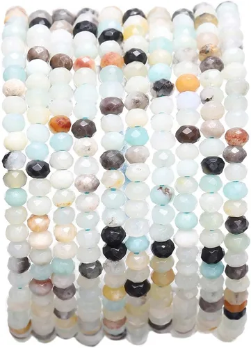 BEADIA Cuentas Facetadas de Piedra Natural Amazonita Rondelle 3x4mm Cuentas Semipreciosas Sueltas para Hacer Joyas 38cm