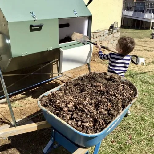 Miniatura 2 de Jora Composter JK 270 - Vaso de compostaje de doble cámara para exteriores, 70 galones, construcción de acero galvanizado