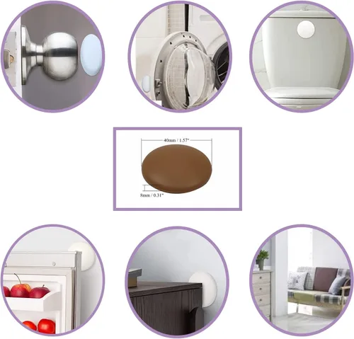 Miniatura 5 de 2 topes de silicona marrón para puerta, autoadhesivos, para cocina, dormitorio, protectores de pared de 1.57 pulgadas de diámetro