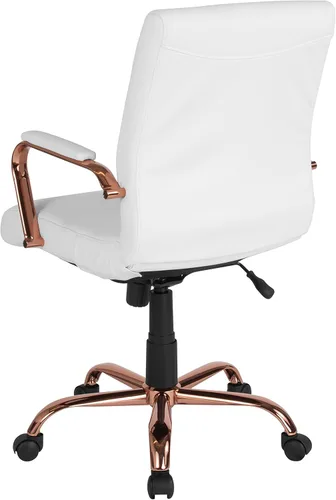 Miniatura 11 de Flash Furniture Whitney - Silla de escritorio giratoria de LeatherSoft de respaldo medio con asiento acolchado y reposabrazos, silla de oficina