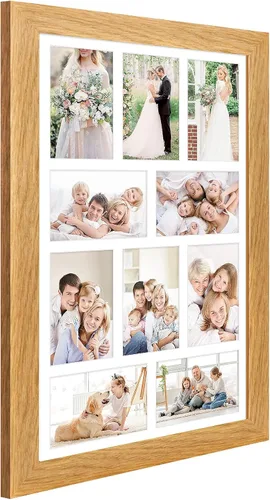 Miniatura 527 de Marcos de Fotos Collage de 13.5X15.5 con 7 Aberturas para Fotos de 4X6, Marco de Fotos Múltiples con Paspartú para Decoración de Pared, Grano