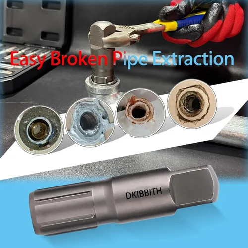 Miniatura 6 de Juego de extractor de tuberías, 9 piezas de extractores de tubos rotos de acero resistente para quitar tubos roscados dañados y accesorios de 1/8" a