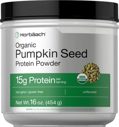 Horbaach - Proteína orgánica de semillas de calabaza en polvo, sin sabor, a base de plantas para batidos y hornear, keto, paleo, sin OMG y sin