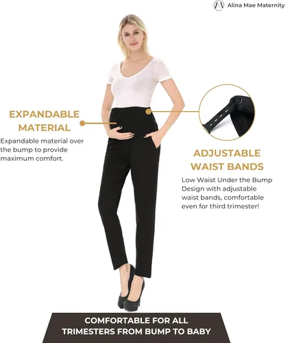 Miniatura 3 de Pantalones de maternidad cómodos elásticos para mujer, pantalones capri casuales de embarazo para el trabajo