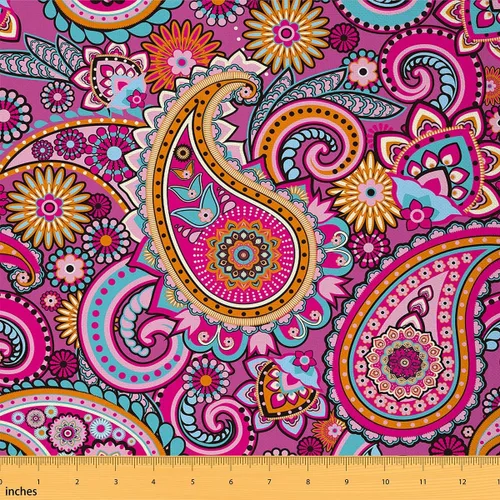 Miniatura 12 de Tela con patrón Paisley de The Yard, tela de tapicería floral étnica boho para sillas y sofás, costura, tela impermeable de arte mandala abstracto