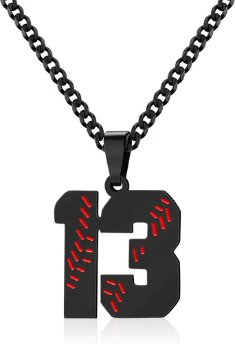 Miniatura 103 de Btysun Collares de béisbol de béisbol número 0-99 dijes de acero inoxidable para hombres, regalos de béisbol, papá, marido, regalo de Navidad