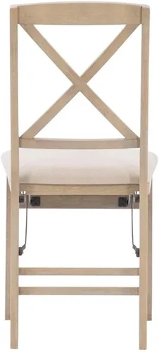 Miniatura 8 de MAKLAINE Juego de dos sillas plegables X-Back, asiento acolchado en madera blanqueada