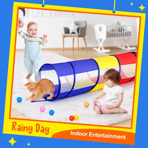 Miniatura 5 de Túnel de juego para niños pequeños, tienda de campaña desplegable para bebés, niños o perros con 2 lados de malla, juguetes de túnel para niños