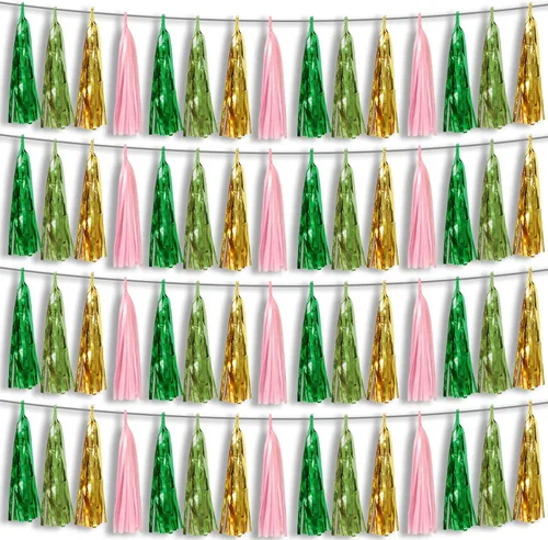 Miniatura 25 de 4P Guirnalda de Borla de Flecos de Aluminio Metálico Negro para Flotas de Desfile, Despedida de Soltera, Boda, Cumpleaños, Halloween, Navidad