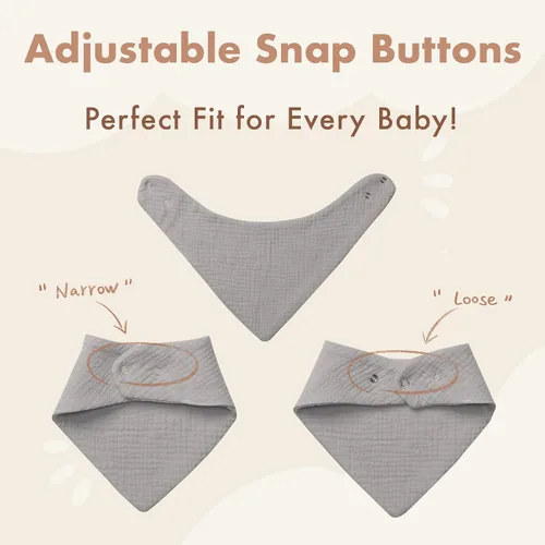 Miniatura 2 de Paquete de 10 baberos tipo bandana para bebé, baberos 100% algodón para niños y niñas, babero suave y absorbente para dentición para recién nacidos