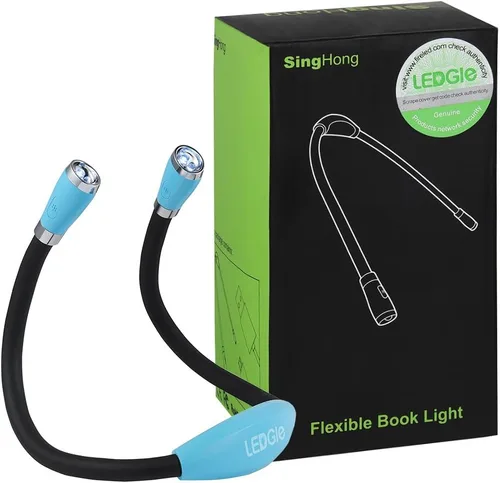 Miniatura 9 de LEDGLE Luz de lectura para el cuello, linternas recargables para el cuello para tejer, 4 bombillas LED + 3 brillo ajustable + brazos de silicona