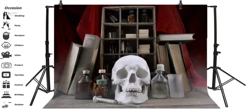 Miniatura 3 de Leyiyi - Disfraz de Happy Halloween, para fotografía de fondo de truco o para árbol de Navidad, carnaval, fantasma de luna completa, bates
