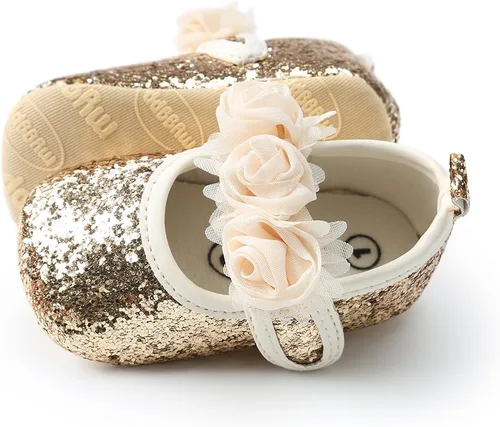 Miniatura 99 de RVROVIC Mocasines de princesa para bebé, zapatos brillantes de Mary Jane, zapatos de cuna de suela suave y ligera de primera calidad, zapatos
