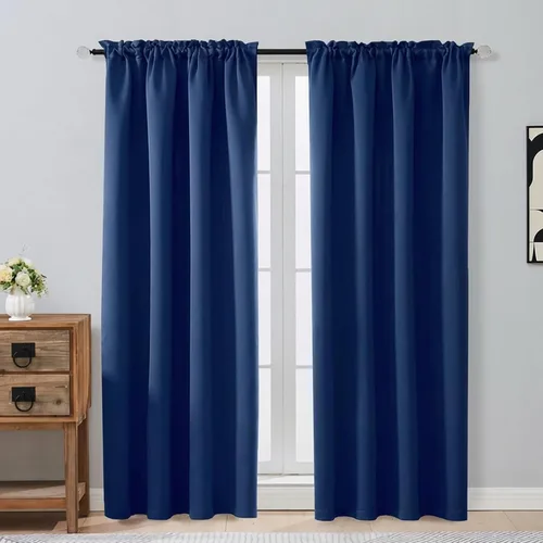 Miniatura 142 de OVZME Cortinas opacas turquesa para tratamiento de ventanas pequeñas, cortinas cortas con bloqueo de luz para ventana de cocina sobre el fregadero