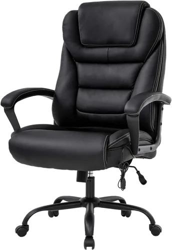 Silla de oficina grande y alta de 500 libras, silla de escritorio ergonómica, silla ejecutiva de piel sintética de asiento ancho con soporte lumbar,