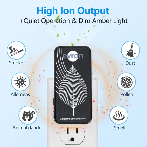 Miniatura 2 de Ionizadores de aire para el hogar, generador de iones negativos enchufables ultrafinos sin filtro, luz ámbar plegable para enchufar y tenue, iones