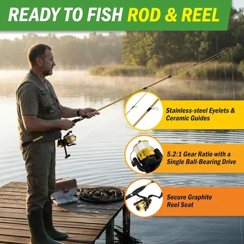 Miniatura 3 de Fiberglass Fishing Pole - Strike Series 78-Inch Collapsible Rod and Spinning Reel Combo, EVA Handle, Pre-Spooled Reel, Fishing Gear for Catching