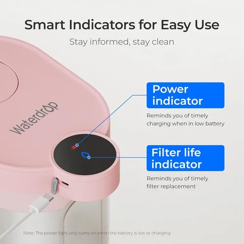 Miniatura 8 de Waterdrop FreshTaste - Jarra eléctrica con filtro de agua, dispensador potente recargable, purificador instantáneo de encimera de 17 tazas, reduce