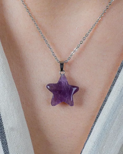 Miniatura 3 de Collar con colgante de estrella de piedra natural con cristales curativos, colgante de estrella de piedra natural, Piedra, No es una piedra preciosa