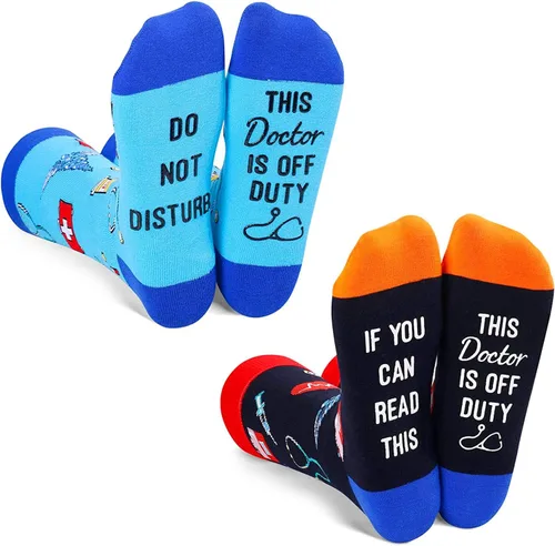 Miniatura 2 de Zmart Unisex Funny Socks Breast Cancer Doctor Nurse Socks, Funny Gifts For Cancer Patients Medical Student Graduation