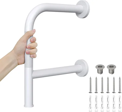 Munzong - Barra de seguridad para bañera con doble agarre, barra de agarre antideslizante en forma de F de 16 pulgadas para personas mayores,