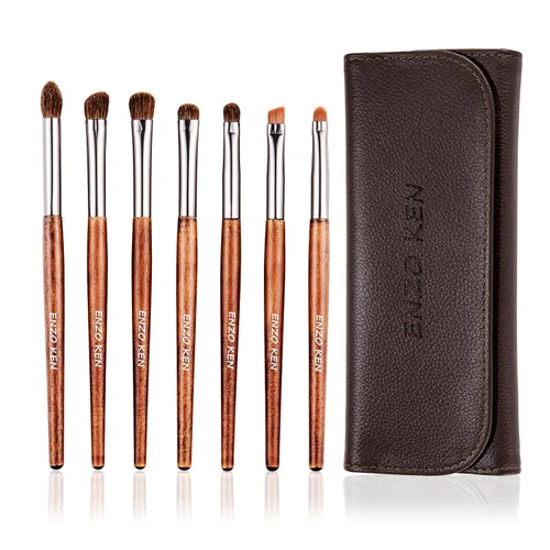 Miniatura 10 de Juego de brochas de maquillaje de bambú profesional, juego de brochas de maquillaje Sable con estuche de Luxury ENZO KEN, juego de brochas