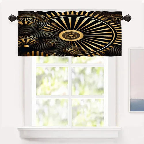 Miniatura 129 de Shrahala Floral Abstract Design Blackout Curtain Tiers, Minimalist Flower Illustration Kitchen Valance Light Blocking Tier Drapes with Rod Pocket, 2