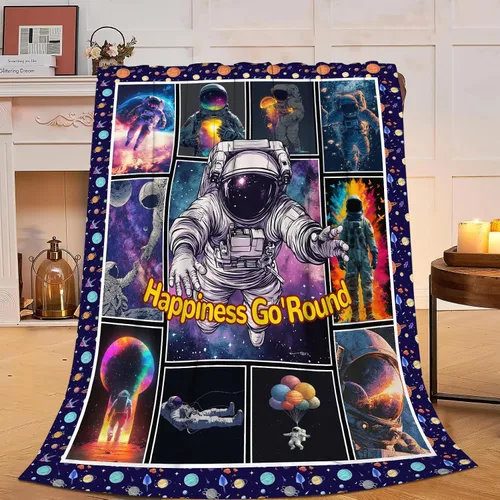 Manta de astronauta de franela de galaxia espacial, manta de felpa acogedora decoración del universo cósmico, manta de forro polar, regalos para