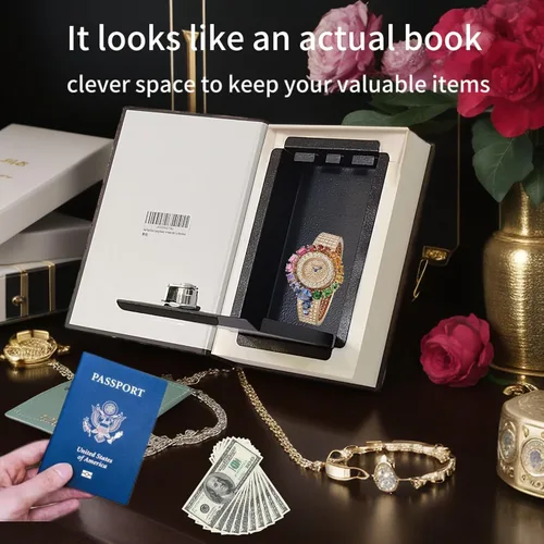 Miniatura 3 de Kingsida - Caja fuerte con cerradura de libro de papel real con cerradura de llave, diccionario secreto oculto (Alicia en el país de las maravillas)
