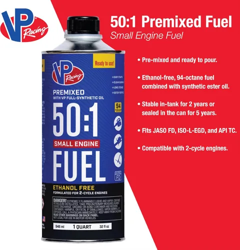 Miniatura 5 de VP Racing Fuels 6235 SEF 50:1 Combustible para motor pequeño de 2 ciclos premezclado, cuarto de galón (paquete de 3)