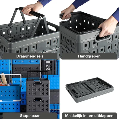 Miniatura 7 de Sunware - Caja plegable cuadrada con asa (32 litros), color negro antracita