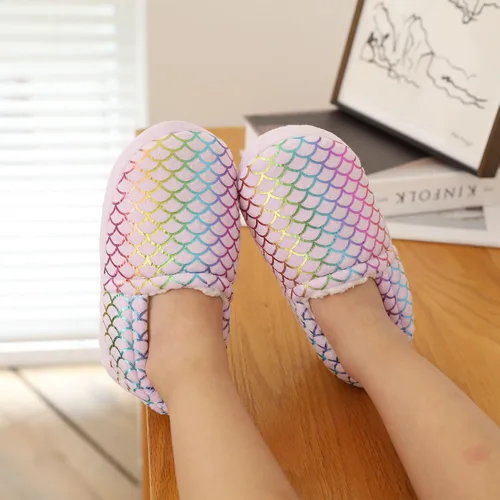 Miniatura 6 de MEJORMEN Pantuflas de casa de sirena para niñas, acogedoras y antideslizantes para interiores y exteriores, pantuflas de dormitorio con purpurina