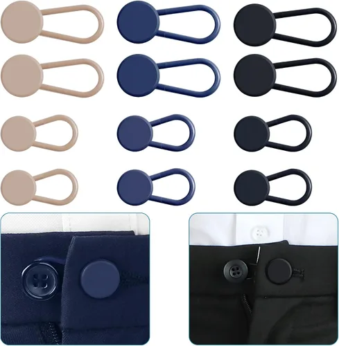 Miniatura 9 de KUNTAERY 12 extensores de cintura de pantalón para jeans, pantalones y faldas, extensores de botón ajustables sin coser, 1-1.8 pulgadas