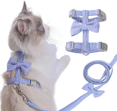Ddzmz - Arnés y correa para gato, juego de correa y arnés para gatos, a prueba de escape, malla suave, transpirable, ajustable, chaleco para Rosado