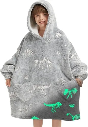 Miniatura 26 de Mewkou Manta con Capucha Portátil para Niños Sudadera con Capucha de Sherpa Extra Grande para Niños, Niñas y Niños Pequeños de 2 a 6 años