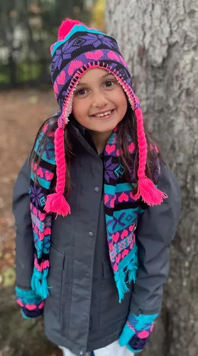 Miniatura 2 de N'Ice Caps, juego de accesorios gorra, bufanda, guante tejidos de sherpa con estampado para chicas.