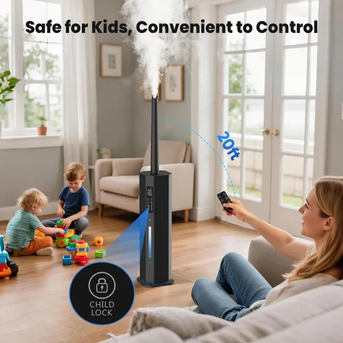 Miniatura 9 de Humidifiers for Bedroom - GloryAir 2.38Gal/9L Top Fill Warm & Cool Mist Humidifier for Large Room 750ft² with Auto Mode 7-Color Light, Humidistat