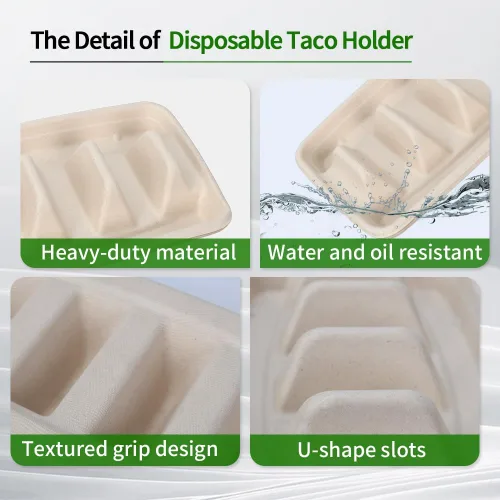 Miniatura 4 de Paquete de 110 soportes desechables para tacos, platos de tacos desechables con 3 divisores para decoraciones de martes de tacos y juego de servir