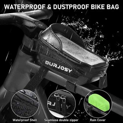 Miniatura 6 de Bolsa impermeable para teléfono de bicicleta, bolsa para manillar de bicicleta con pantalla táctil de TPU y visera solar, bolsa para marco