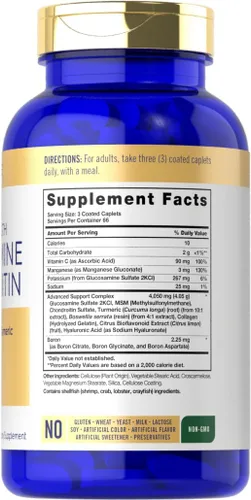 Miniatura 2 de Carlyle Glucosamina condroitina MSM cúrcuma 200 unidades Suplemento avanzado de triple fuerza Sin OMG y sin gluten