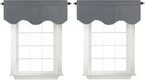 Miniatura 19 de Turquoize - Cenefa opaca para ventanas de cocina/baño/sala de estar/dormitorio con aislamiento térmico, cenefa festoneada con bolsillo para Aqua