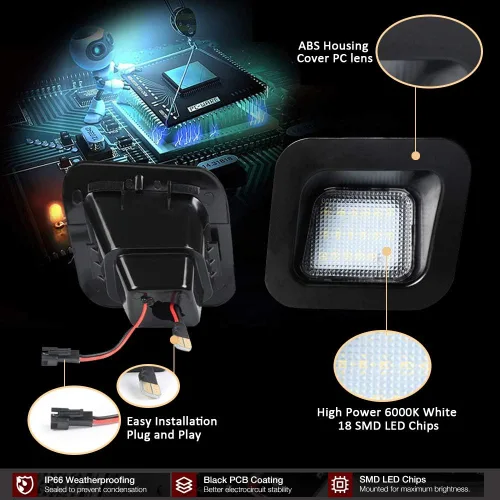 Miniatura 5 de D-Lumina Conjunto de luces LED para matrícula, lente transparente compatible con Dodge Ram 1500 2500 3500 2003-2018, luz de etiqueta de parachoques