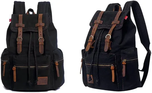 Miniatura 2 de Mochila de lona unisex vintage casual de 17 pulgadas para laptop, mochila escolar, mochila universitaria, senderismo, camping, bolsa de viaje