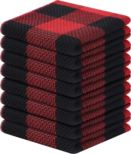 Miniatura 42 de Mordimy Toallas de cocina 100% algodón con tejido de gofre, 13 x 28 pulgadas, paños de cocina súper suaves y absorbentes para secar platos, paquete