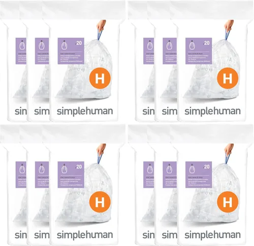Miniatura 63 de simplehuman Forro para bote de basura de ajuste personalizado, 45 litros/12 galones, 20 unidades (paquete de 2)
