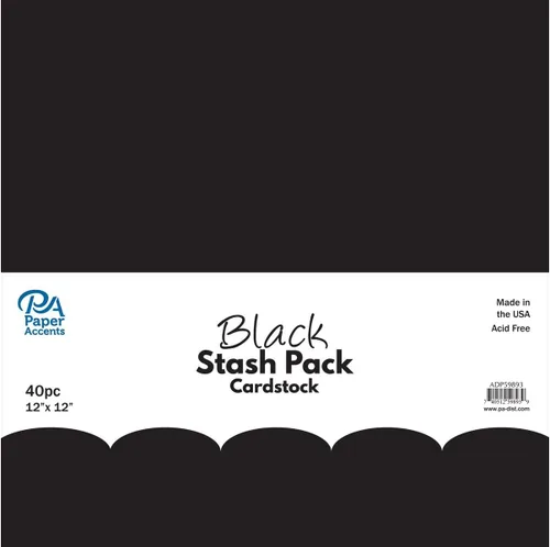 PA Paper Accents - Paquete de cartulina de 12 x 12 pulgadas, papel de cartulina de color negro para hacer tarjetas, álbumes de recortes, impresión,
