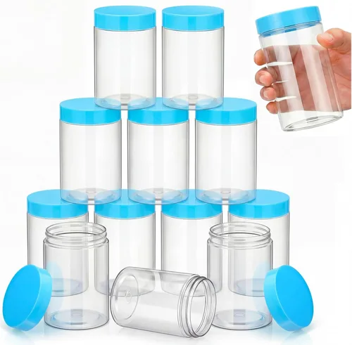 Miniatura 36 de SATINIOR Paquete de 12 frascos de plástico con tapas, frascos redondos para cosméticos de viaje, para artículos de tocador, loción, crema