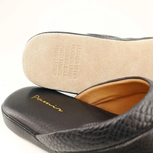Miniatura 3 de PAMIR Pantuflas de cuero texturizado prémium para hombre con espuma viscoelástica